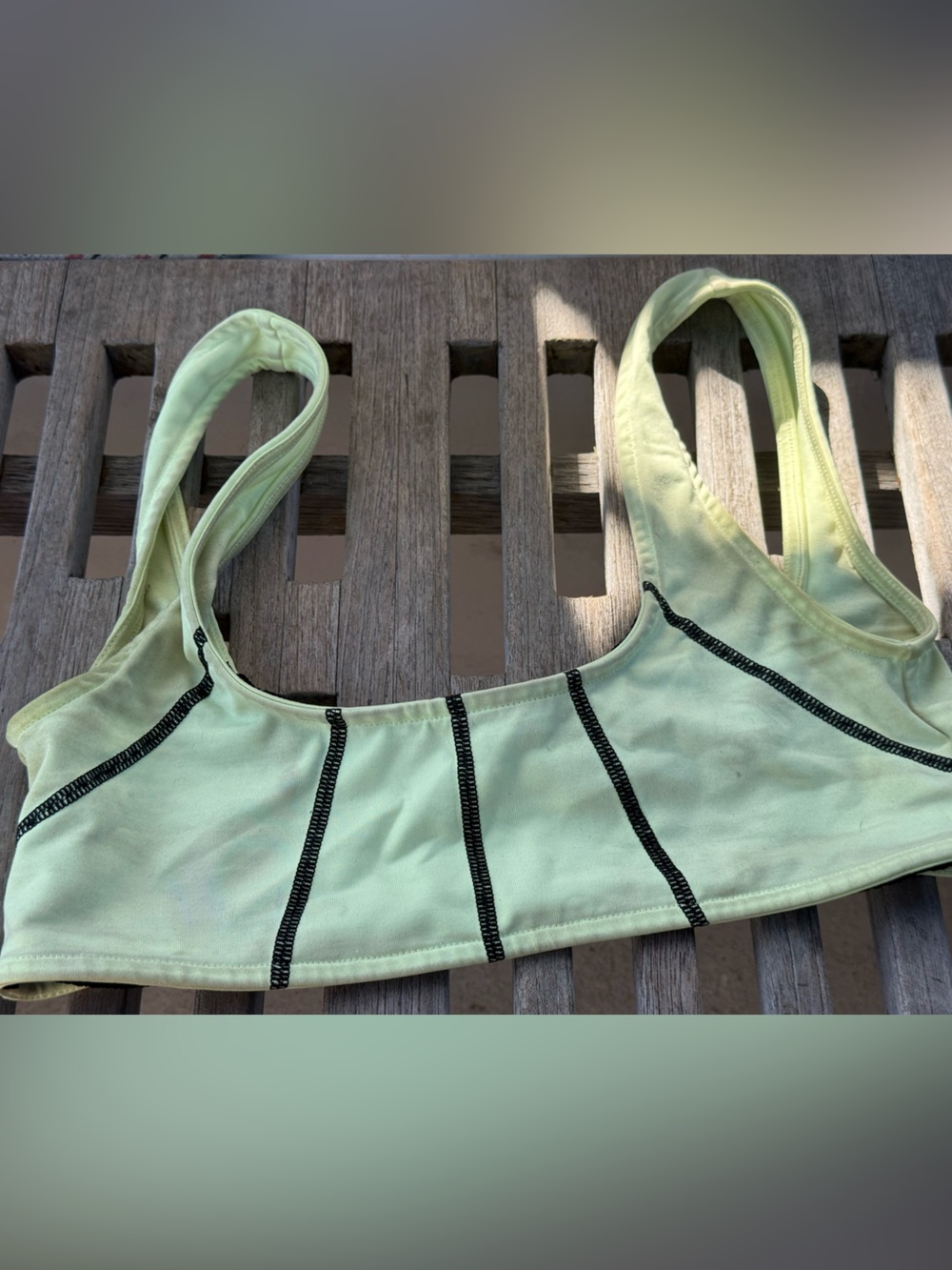 H&M Pale Lime Sports Bra with Black Trim